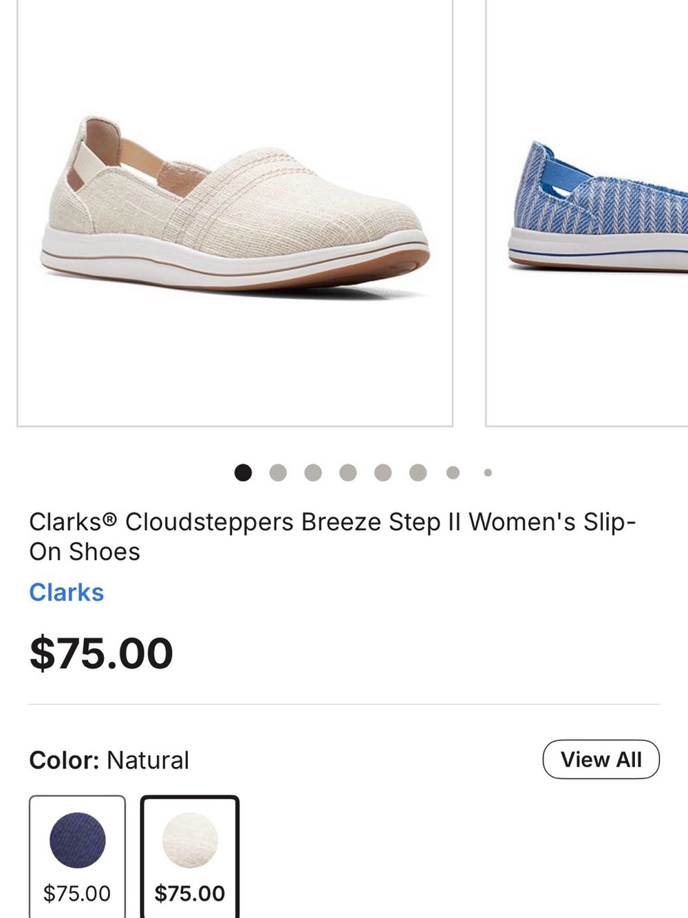 Clarks Natural Slip-On Canvas Flats